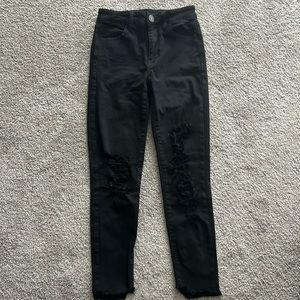 American Eagle Black Destroyed Jeggings